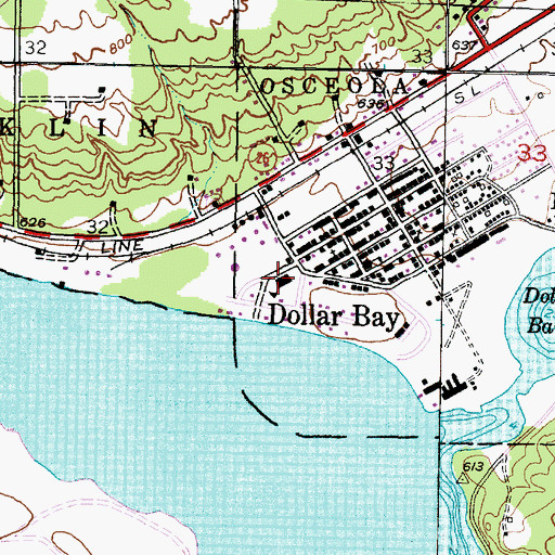 Topographic Map of Osceola Township Public Library, MI