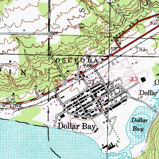 Topographic Map of Dollar Bay Station (historical), MI