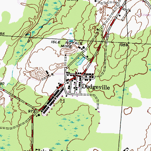 Topographic Map of Dodgeville Post Office (historical), MI