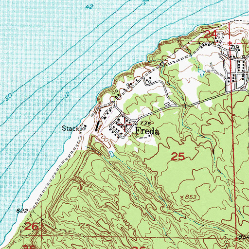 Topographic Map of Freda Post Office (historical), MI