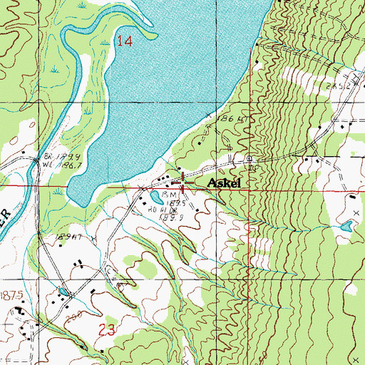 Topographic Map of Askel Post Office (historical), MI