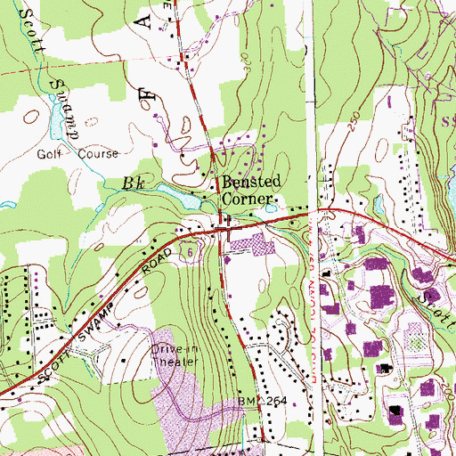 Topographic Map of Bensted Corner, CT