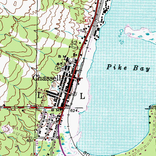 Topographic Map of Chassell Station (historical), MI