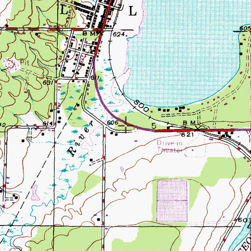 Topographic Map of Saint Anne's Catholic Church, MI
