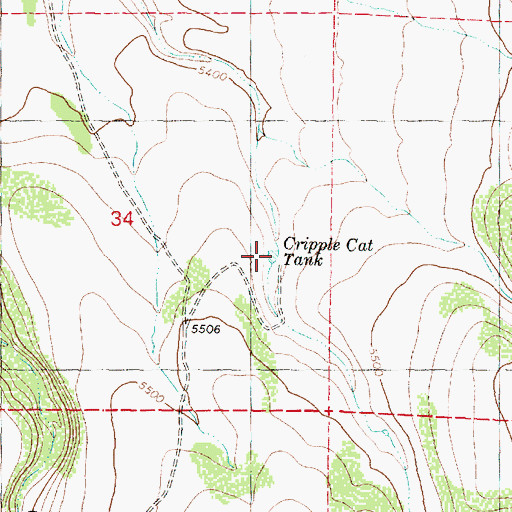 Topographic Map of Cripple Cat Tank, AZ