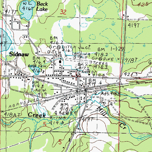 Topographic Map of Sidnaw Post Office, MI