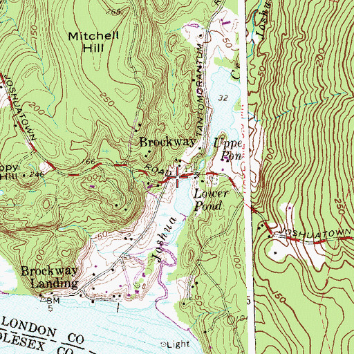 Topographic Map of Brockway, CT