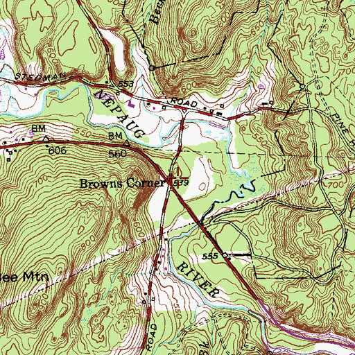 Topographic Map of Browns Corner, CT