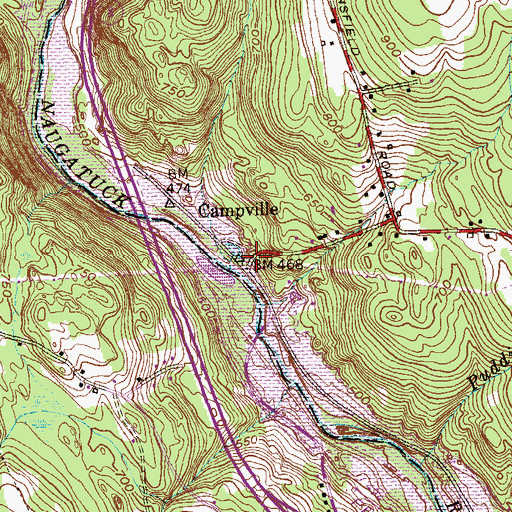 Topographic Map of Campville, CT