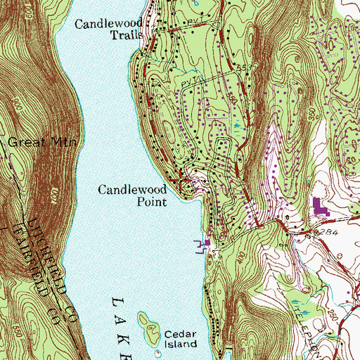 Topographic Map of Candlewood Point, CT