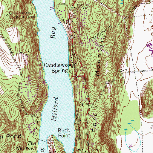 Topographic Map of Candlewood Springs, CT