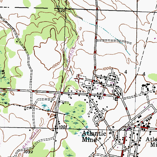 Topographic Map of Atlantic Mine Cemetery, MI