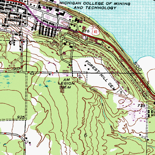 Topographic Map of American Legion Cemetery, MI
