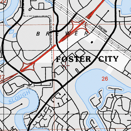 Topographic Map of Metro Center Shopping Center, CA
