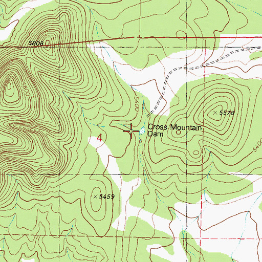 Topographic Map of Cross Mountain Dam, AZ