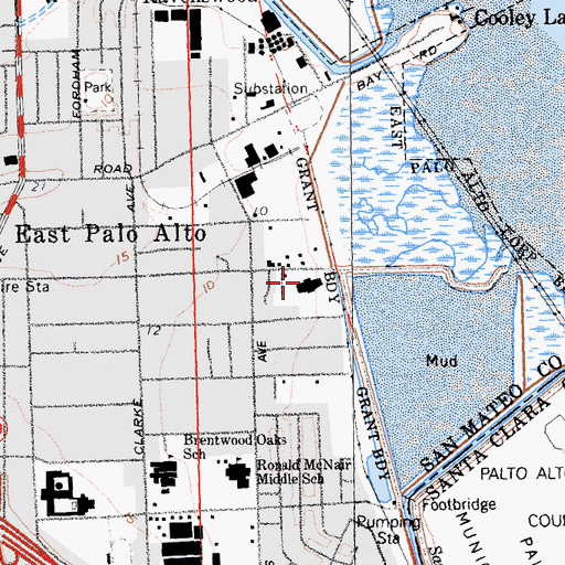 Topographic Map of East Palo Alto Charter School, CA