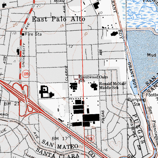 Topographic Map of East Palo Alto Academy High School, CA