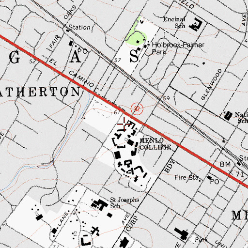 Topographic Map of El Camino Hall, CA