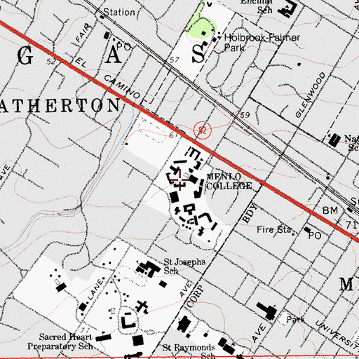 Topographic Map of Haynes-Prim Pavilion Sports Center, CA