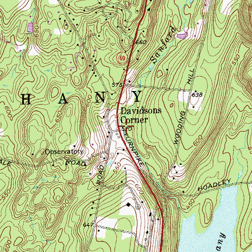 Topographic Map of Davidsons Corner, CT