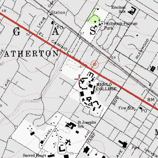 Topographic Map of O'Brien Hall, CA