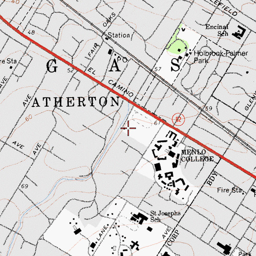 Topographic Map of Cartan Athletic Fields, CA