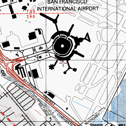 Topographic Map of Terminal 1, CA