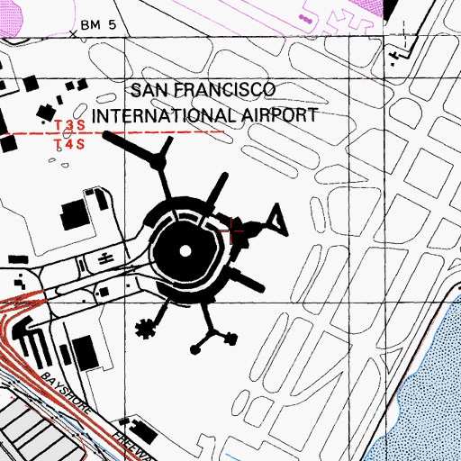 Topographic Map of Terminal 2, CA