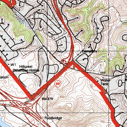 Topographic Map of Exit 9A, CA