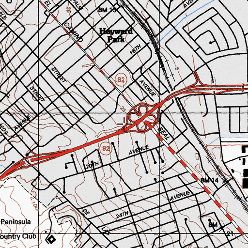 Topographic Map of Exit 12A, CA