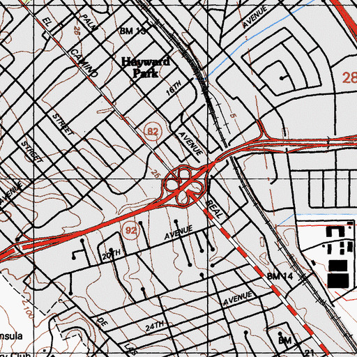 Topographic Map of Exit 12B, CA
