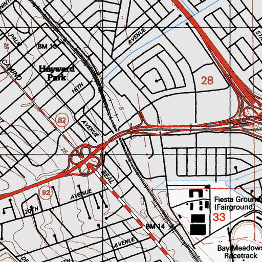 Topographic Map of Exit 12C, CA