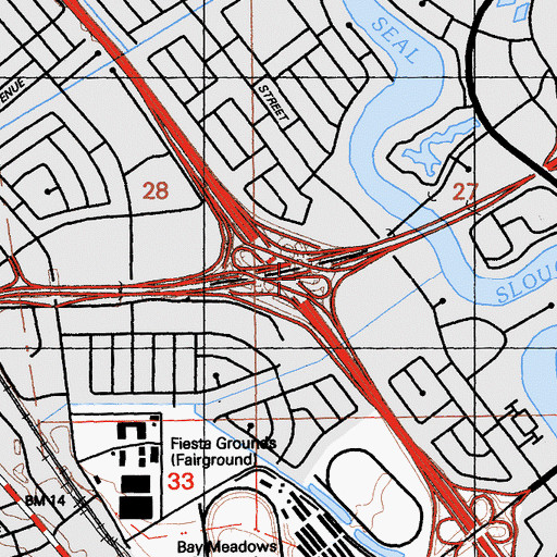 Topographic Map of Exit 13B, CA