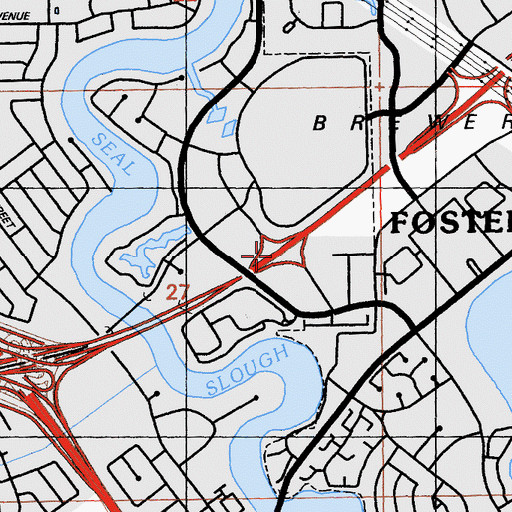 Topographic Map of Exit 14A, CA