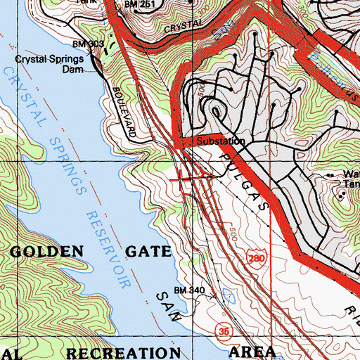 Topographic Map of Exit 34, CA