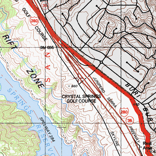 Topographic Map of Exit 36, CA