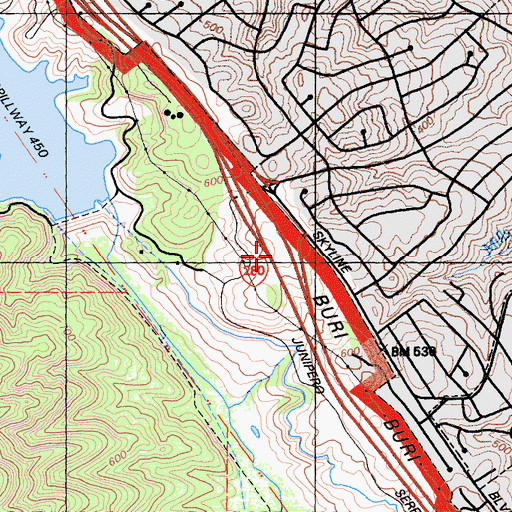 Topographic Map of Exit 39, CA