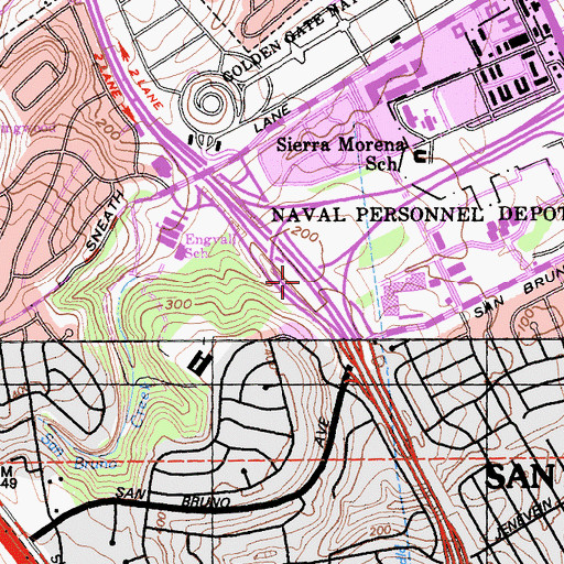 Topographic Map of Exit 43A, CA