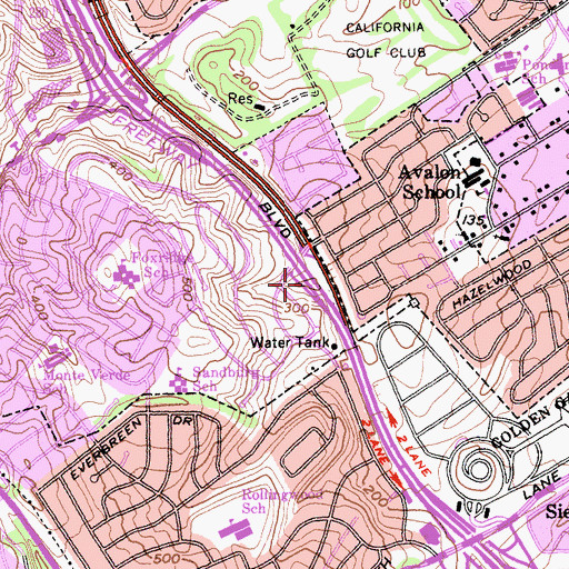 Topographic Map of Exit 44, CA
