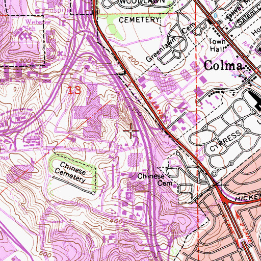 Topographic Map of Exit 47A, CA