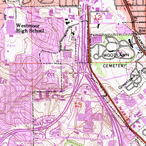 Topographic Map of Exit 47B, CA