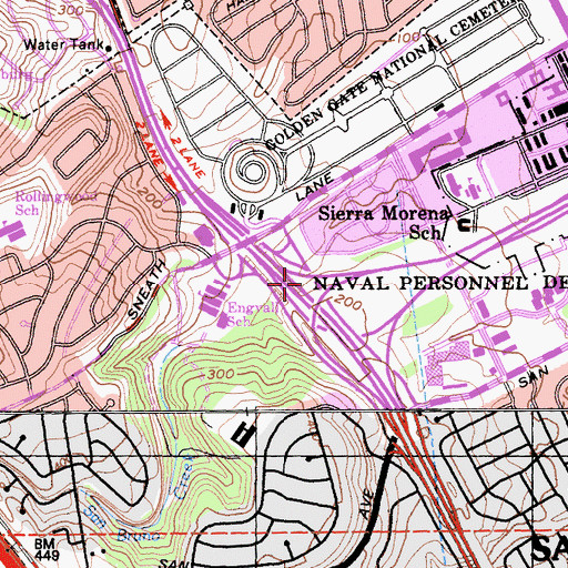 Topographic Map of Exit 5A, CA