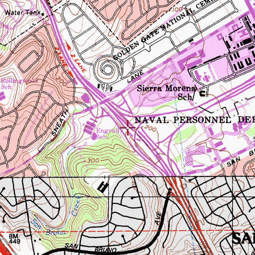 Topographic Map of Exit 5B, CA