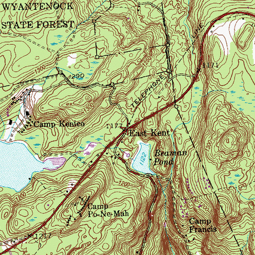 Topographic Map of East Kent, CT