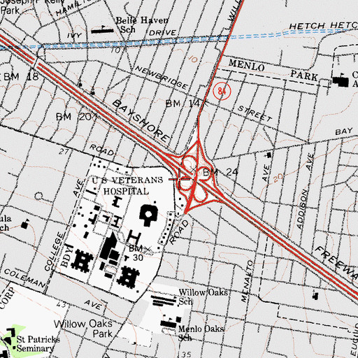 Topographic Map of Exit 404, CA