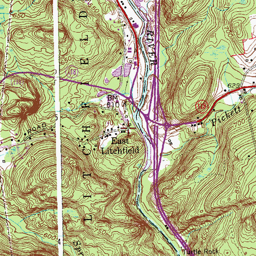 Topographic Map of East Litchfield, CT
