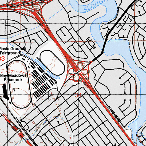 Topographic Map of Exit 414A, CA