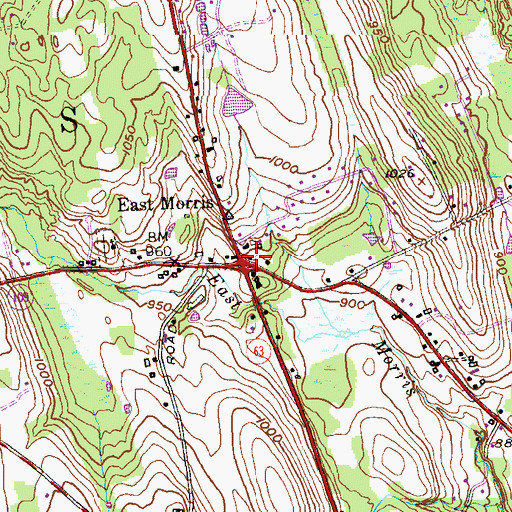 Topographic Map of East Morris, CT