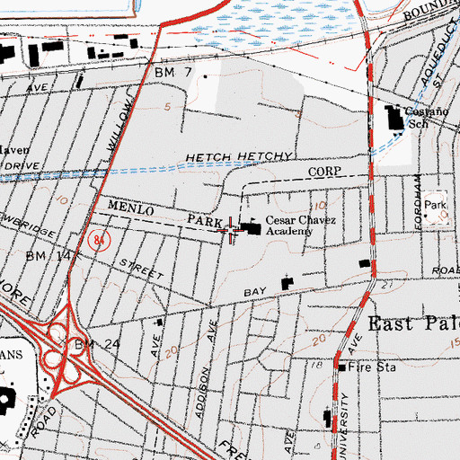 Topographic Map of Cesar Chavez Academy, CA