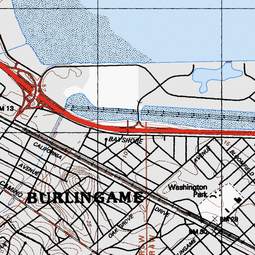 Topographic Map of Exit 419A, CA